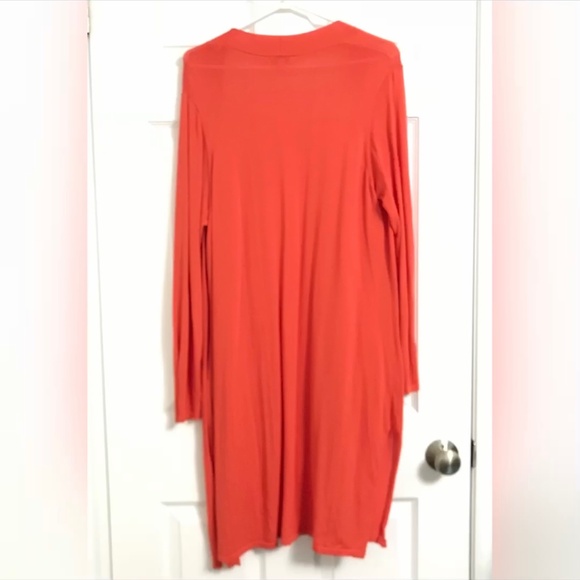 NWOT Laura Plus Long Open Front Cardigan Size X/14 Orange Long Sleeve - Picture 2 of 4